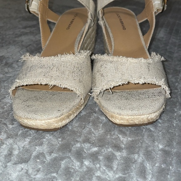 Lucky Brand Womens Mindra Tan Espadrille Wedge Sandal Size 9.5 M Open Toe Canvas - Picture 4 of 12